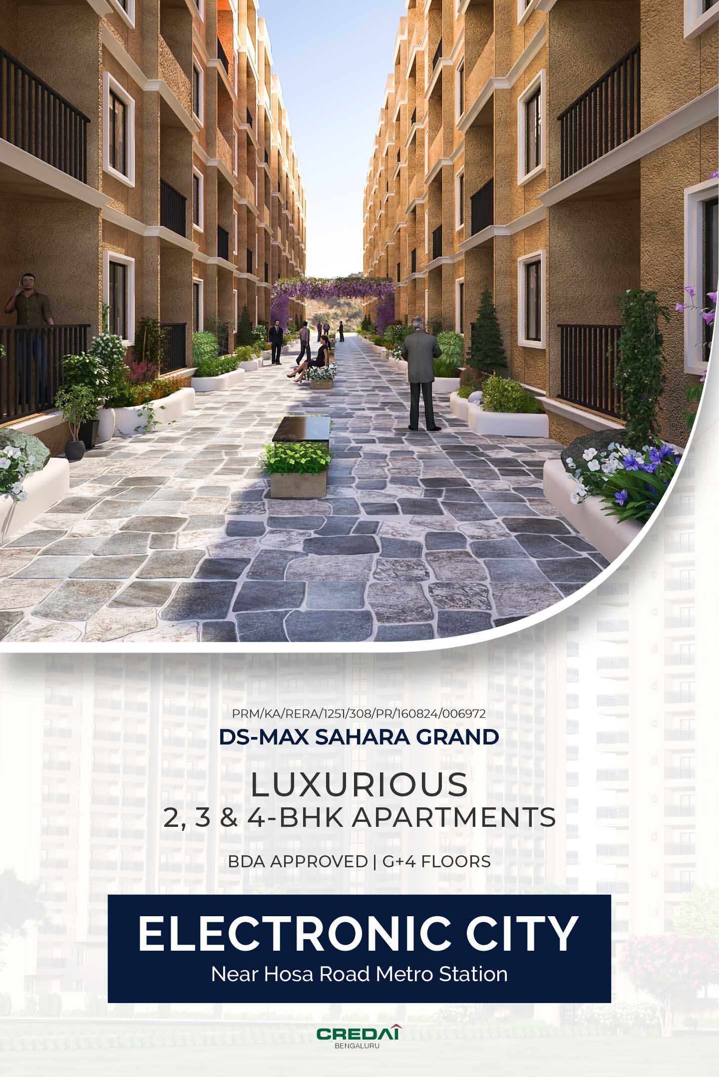 DS-MAX SAHARA GRAND - 2, 3 & 4 BHK apartments in Hosa Road Junction. Near to Hosa Road Metro Station