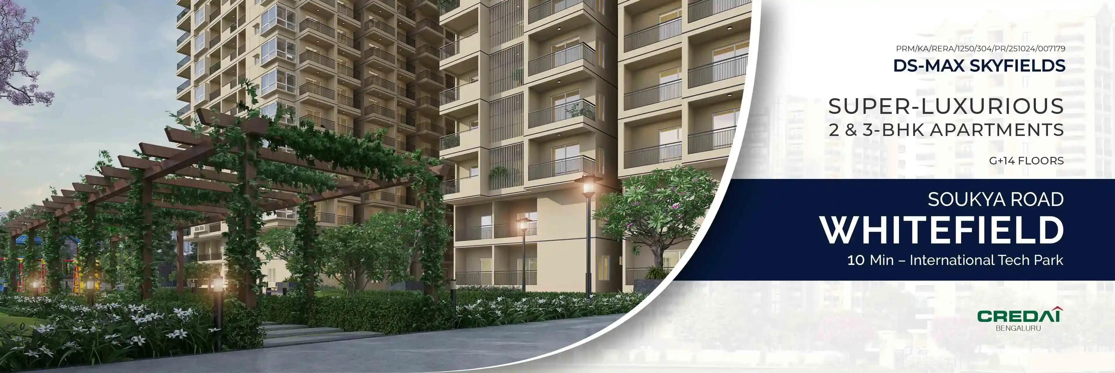 DS-MAX SKYFIELDS - 2 & 3 - BHK apartments in Soukya Road, Whitefield. Behind Banglore International Academy