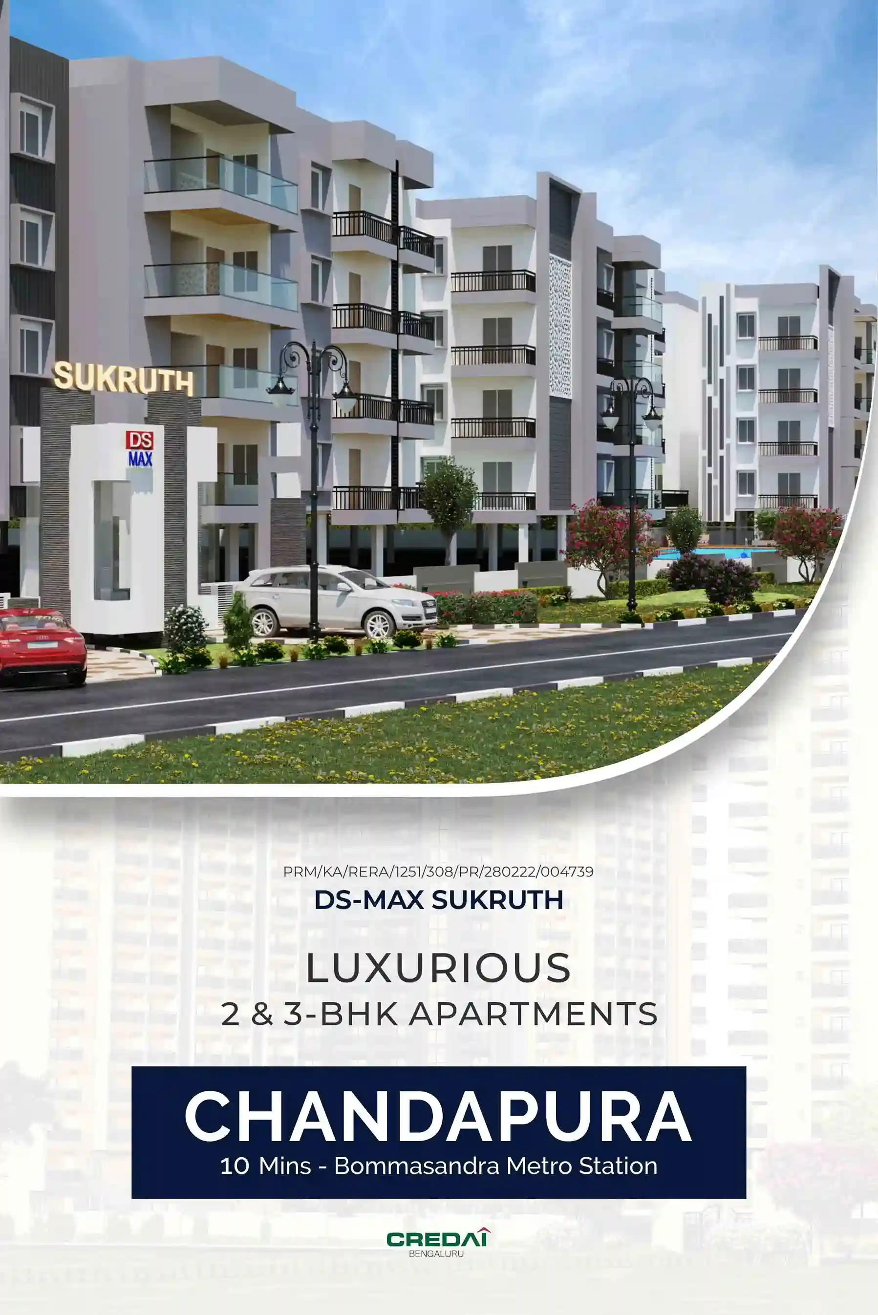 DS-MAX SUKRUTH - 2 & 3 - BHK apartments in Chandapura. 10 Mins. from Narayana Hrudayalaya