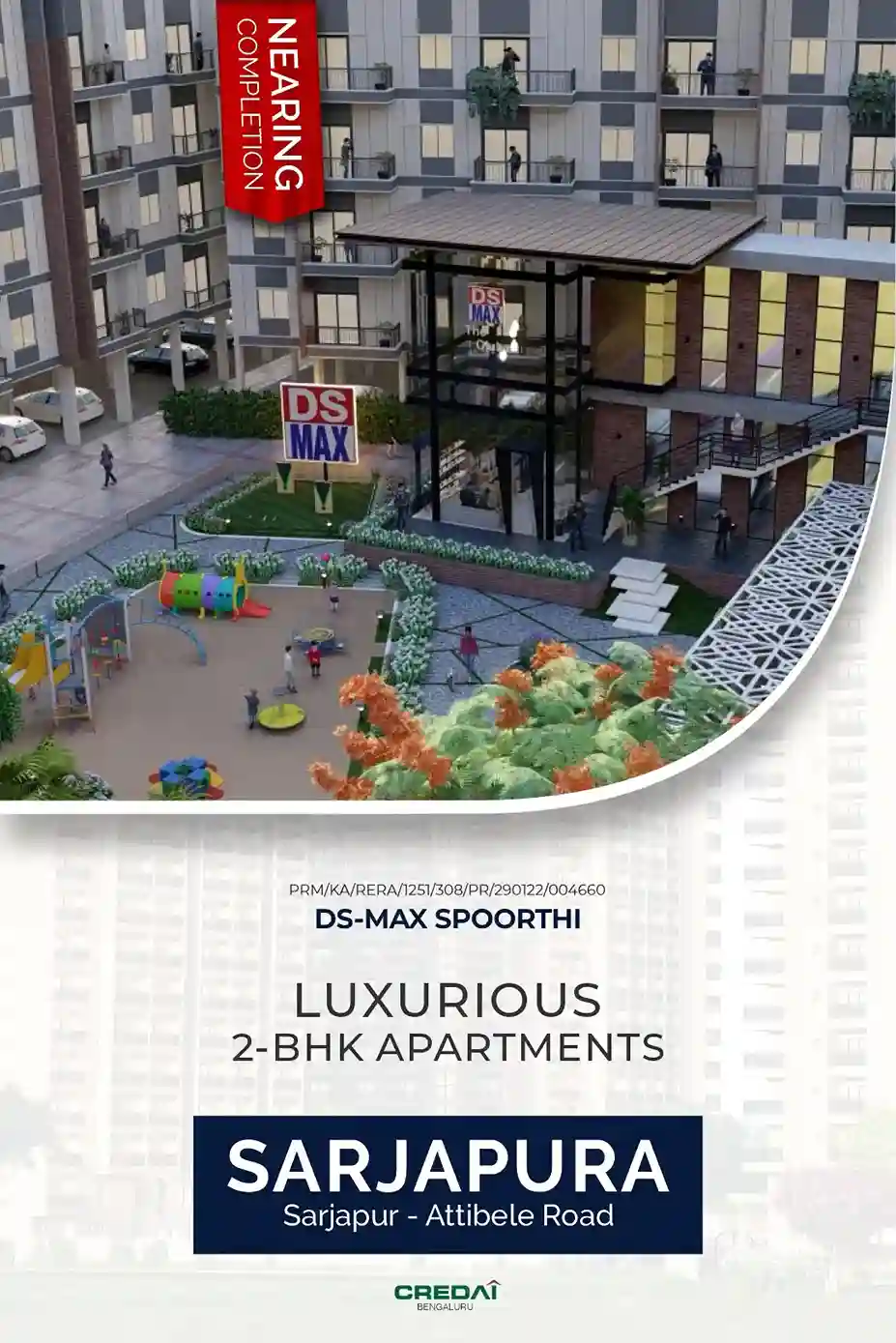 DS-MAX SPOORTHI - 2 - BHK apartments in Sarjapura – Attibele Road. 10 Mins. from Sarjapur Police Station