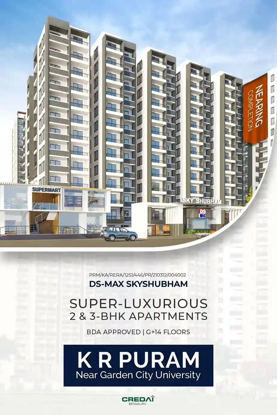 DS-MAX SKYSHUBHAM - 2 & 3 - BHK apartments in K R Puram (Hallehalli). Near Garden City University